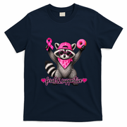 Feral & Supportive Pink Raccoon with Donut T-Shirt - Navy Blue