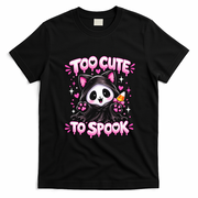 Funny Too Cute To Spook Halloween Panda Breast Cancer T-Shirt - Black