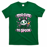 Funny Too Cute To Spook Halloween Panda Breast Cancer T-Shirt - Irish Green