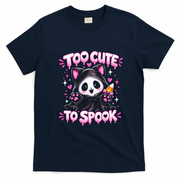 Funny Too Cute To Spook Halloween Panda Breast Cancer T-Shirt - Navy Blue