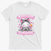 Funny Too Cute To Spook Halloween Panda Breast Cancer T-Shirt - White