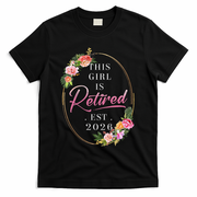 Floral This Girl Is Retired EST 2026  T-Shirt - Black
