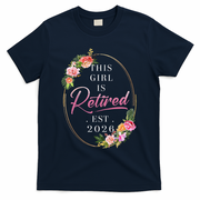 Floral This Girl Is Retired EST 2026  T-Shirt - Navy