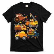 Funny Thanksgiving Turkeys Construction Vehicles T-Shirt - Black
