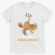 Funny Thanksgiving Turkey Soccer T-Shirt - White