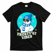 Frosty Vibes 67 Snowman Six Seven Meme Funny T-Shirt - Black