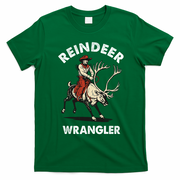 Funny Vintage Christmas Riding A Reindeer Cowboy Cowgirl T-Shirt - Irish Green