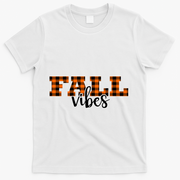 Fall Vibes Plaid October T-Shirt - White