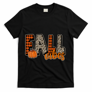 Fall Vibes Pumpkin Plaid Cheetah T-Shirt - Black
