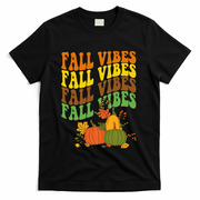 Fall Vibes Season Retro Pumpkin T-Shirt - Black