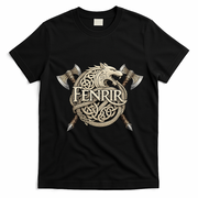 Fenrir Viking Wolf Norse Knotwork Mythology  T-Shirt - Black