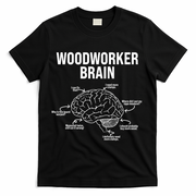 Funny Woodworker's Brain Diagram T-Shirt - Black