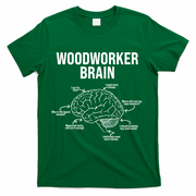 Funny Woodworker's Brain Diagram T-Shirt - Green