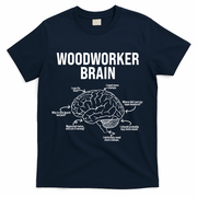 Funny Woodworker's Brain Diagram T-Shirt - Navy