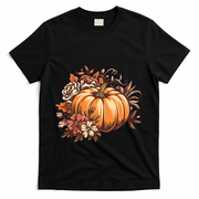 Fall Women Vintage Pumpkin Autumn Graphic Thanksgiving T-Shirt - Black