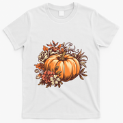 Fall Women Vintage Pumpkin Autumn Graphic Thanksgiving T-Shirt - White