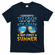 Goodbye 7th Grade Graduation To 8th Grade Hello Summer T-Shirt - Navy