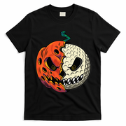 Golf Ball Costume Pumpkin Skull Halloween Golf Player T-Shirt - Black