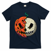 Golf Ball Costume Pumpkin Skull Halloween Golf Player T-Shirt - Navy Blue