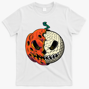 Golf Ball Costume Pumpkin Skull Halloween Golf Player T-Shirt - White