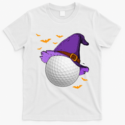 Golf Ball Witch Hat Pumpkin Spooky Halloween Costume T-Shirt - White