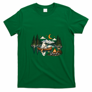 Ghost Canoeing Moonlight Camping Halloween Adventure T-Shirt - Irish Green