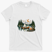 Ghost Canoeing Moonlight Camping Halloween Adventure T-Shirt - White