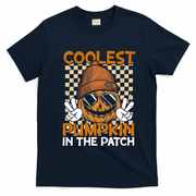 Groovy Coolest Pumpkin In The Patch Halloween Gift T-Shirt - Navy Blue