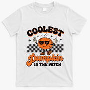Groovy Coolest Pumpkin In The Patch Halloween For Boy Kids T-Shirt - White