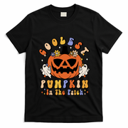 Groovy Coolest Pumpkin In The Patch Ghost Halloween Costume Gift T-Shirt - Black