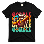 Gobble Cool Turkey Day Thanksgiving Retro T-Shirt - Black