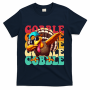 Gobble Cool Turkey Day Thanksgiving Retro T-Shirt - Navy