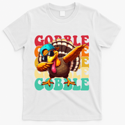 Gobble Cool Turkey Day Thanksgiving Retro T-Shirt - White