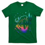 Glowing Deer By The Water: Nature Lover's T-Shirt - Irish Green