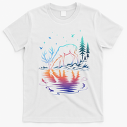 Glowing Deer By The Water: Nature Lover's T-Shirt - White