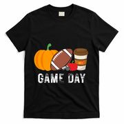 Game Day Football Pumpkin Fall T-Shirt - Black