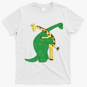 Giraffe Dinosaur Hug Love Dino Animals Safari Halloween Gift T-Shirt - White