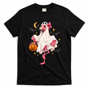 Ghost Flamingo Halloween Costume Trick Or Treat T-Shirt - Black