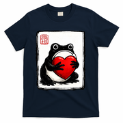Grumpy Frog Japanese Valentine's Day T-Shirt - Navy