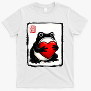 Grumpy Frog Japanese Valentine's Day T-Shirt - White
