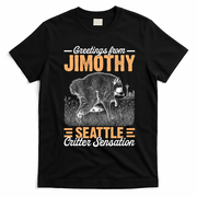 Greetings From Jimothy Seattle Critter Raccoon T-Shirt - Black