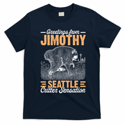 Greetings From Jimothy Seattle Critter Raccoon T-Shirt - Navy Blue