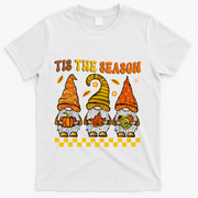 Groovy Gnomes Tis The Season Fall Autumn Happy Thanksgiving T-Shirt - White
