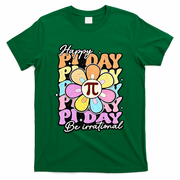 Groovy Happy Pi Day 3.14 Math Teacher Daisy Flower T-Shirt - Green