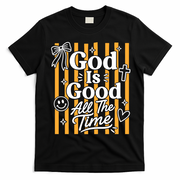 God Is Good Everyday Retro Stripe Christian Quote T-Shirt - Black