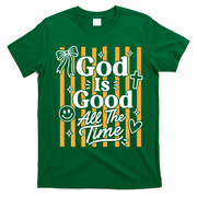 God Is Good Everyday Retro Stripe Christian Quote T-Shirt - Irish Green