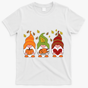 Gnomes Pumpkin Turkey Thanksgiving Day Cute Fall Autumn T-Shirt - White