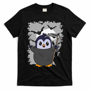 Grim Reaper Halloween Spooky Penguin Halloween Penguin T-Shirt - Black