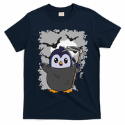 Grim Reaper Halloween Spooky Penguin Halloween Penguin T-Shirt - Navy Blue