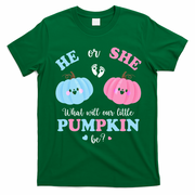 Gender Reveal Party Cute Pumpkin Baby Shower Mom and Dad T-Shirt - Irish Green